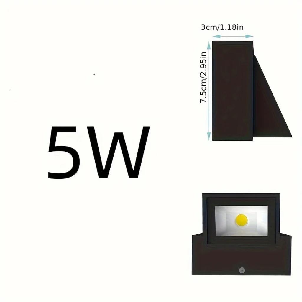 Ny LED Aluminium Vanntett Vegglampe, Moderne Utendørs Veggvasker, 5W Veggmontert Utendørs Sikkerhetsbelysningsarmatur