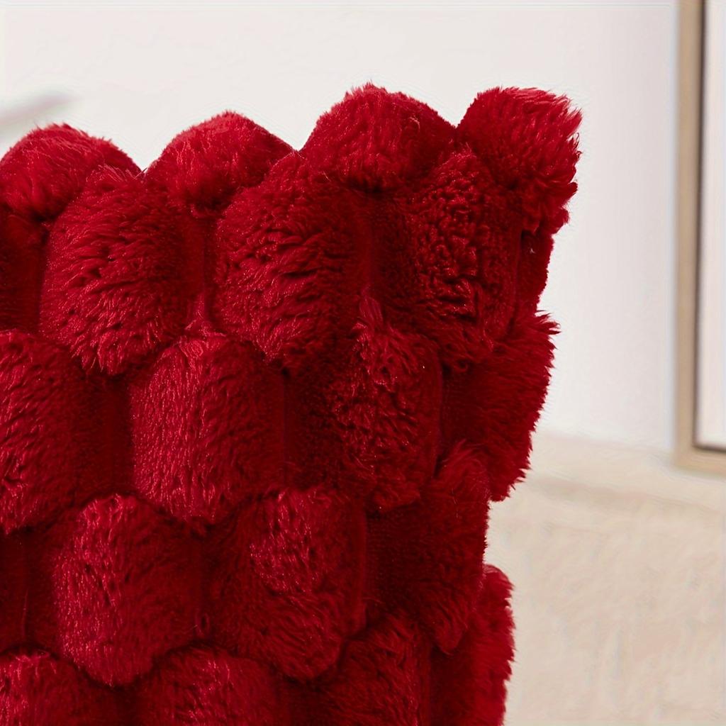 Plush Soft Pillowcase Solid Color Cushion Cover Red Throw Pillow Cover Home Decorative for Sofa Living Room Bedroom Cushion Case