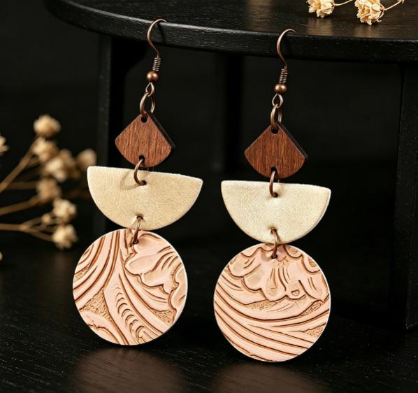 Bohemian Geometric Patchwork PU Leather Women's Earrings