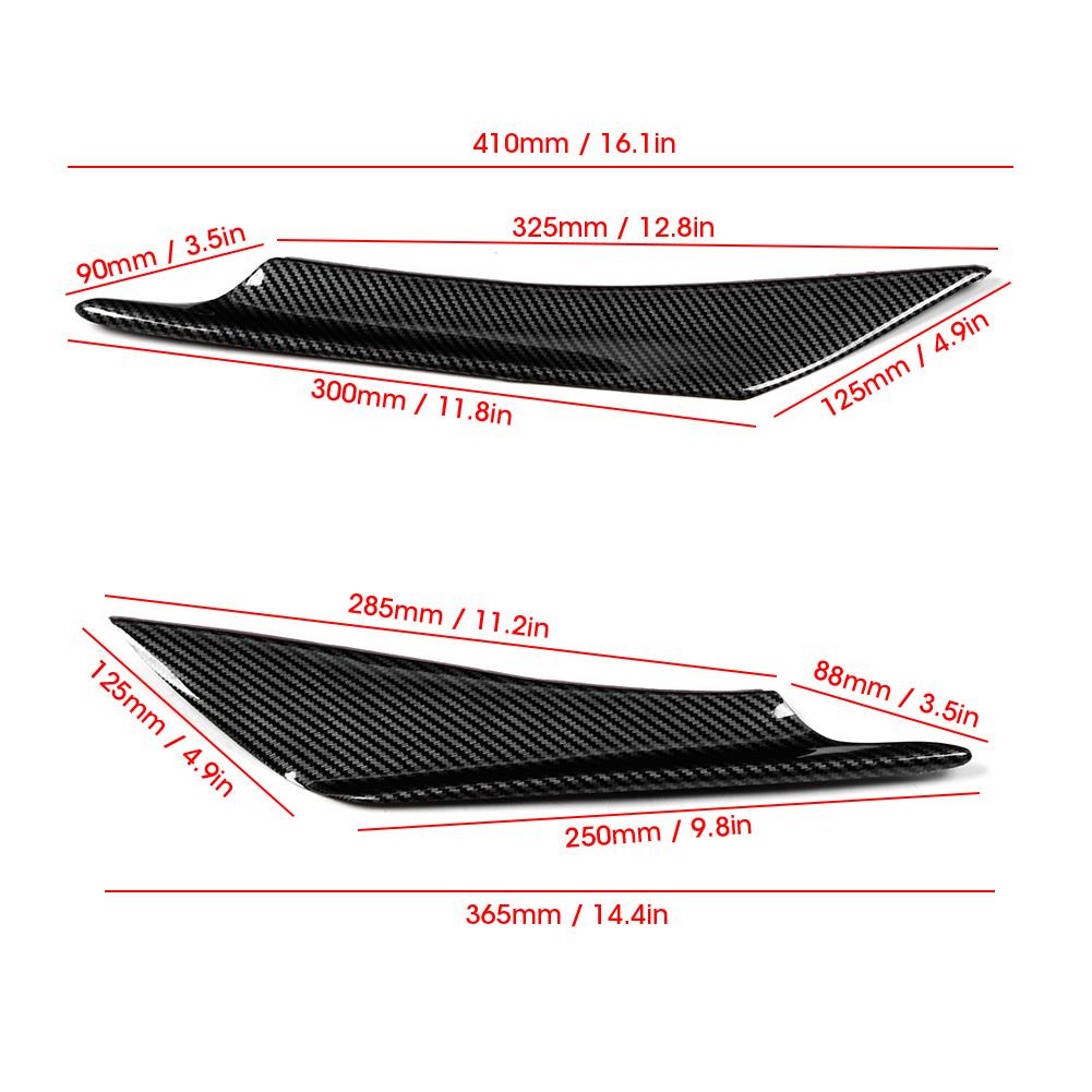 4PcsSet Universal Carbon Fiber Style Car Front Bumper Canards Splitter Fins Deflector