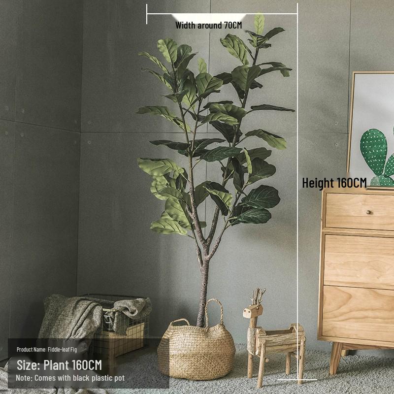 Luxury Fiddle-Leaf Fig Artificial Tree - Large Indoor Potted Plant Decor.