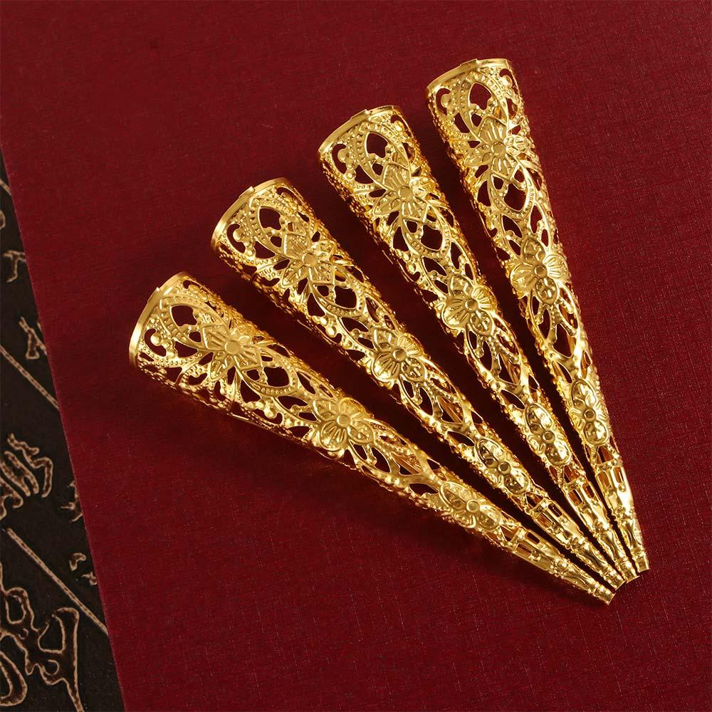 Chinese Ancient Costume Belly Dance Accessories Nail Rings Set Knuckle Rings Finger Tip Protection