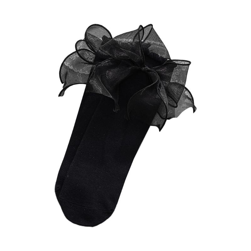 1 Par de Calcetines con Volantes para Mujer Calcetines Tobilleros con Encaje para Niña Calcetines Fruncidos con Lazos Calcetines de Algodón Calcetines de Vestir Estilo Princesa