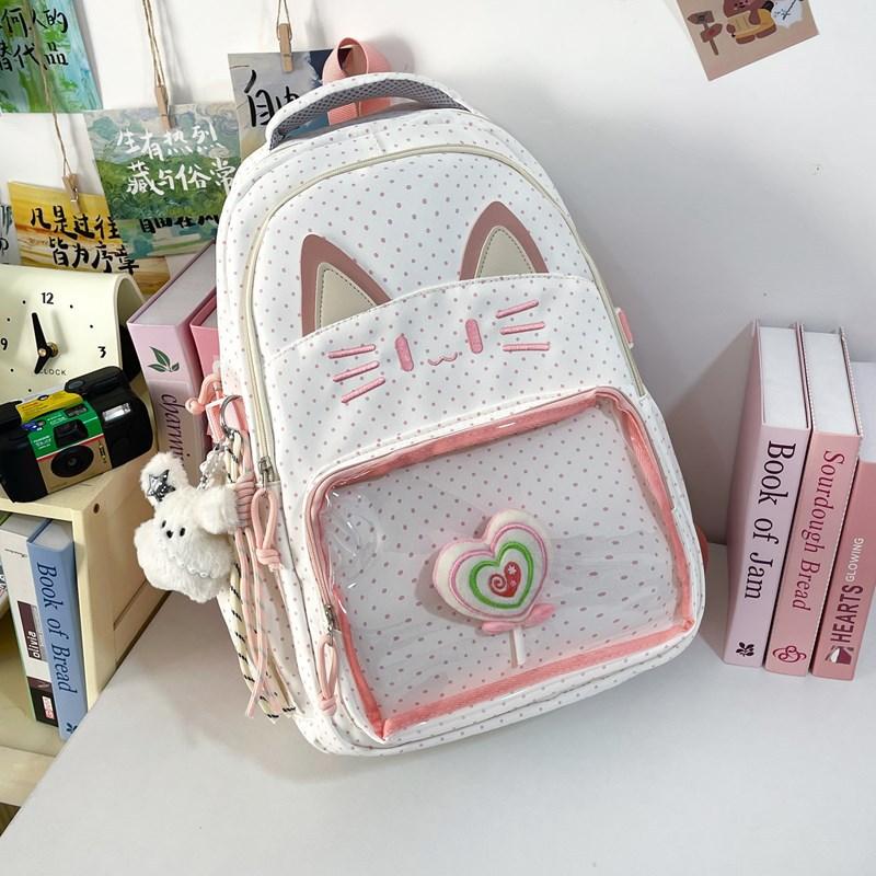Schoolbag Japanese cartoon cat student pain bag large capacity light commuting class backpack going out fashion contrasting color backpack