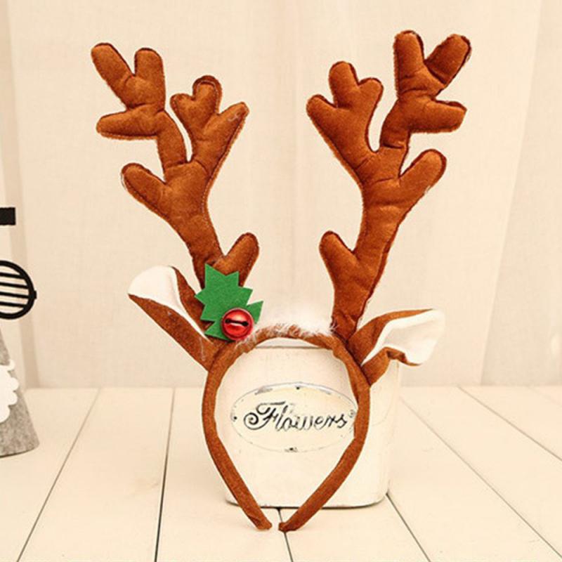 Vánoční čelenka s sobím parohem, losí parohy, obruč s červeným zvonkem, vánoční vlasové doplňky, Navidad 2025