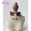 Luxury Leather Natural Crystal Charm Dog Collar Green Fluorite Double Cat's Eye Silver Obsidian Clear Quartz Beaded Pet Necklace