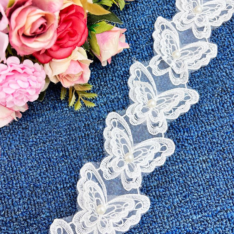 Eugen Yarn Embroidery Butterfly Lace Three-Dimensional Flower Beads Barcode Wedding Dress Accessories Diy Accessories