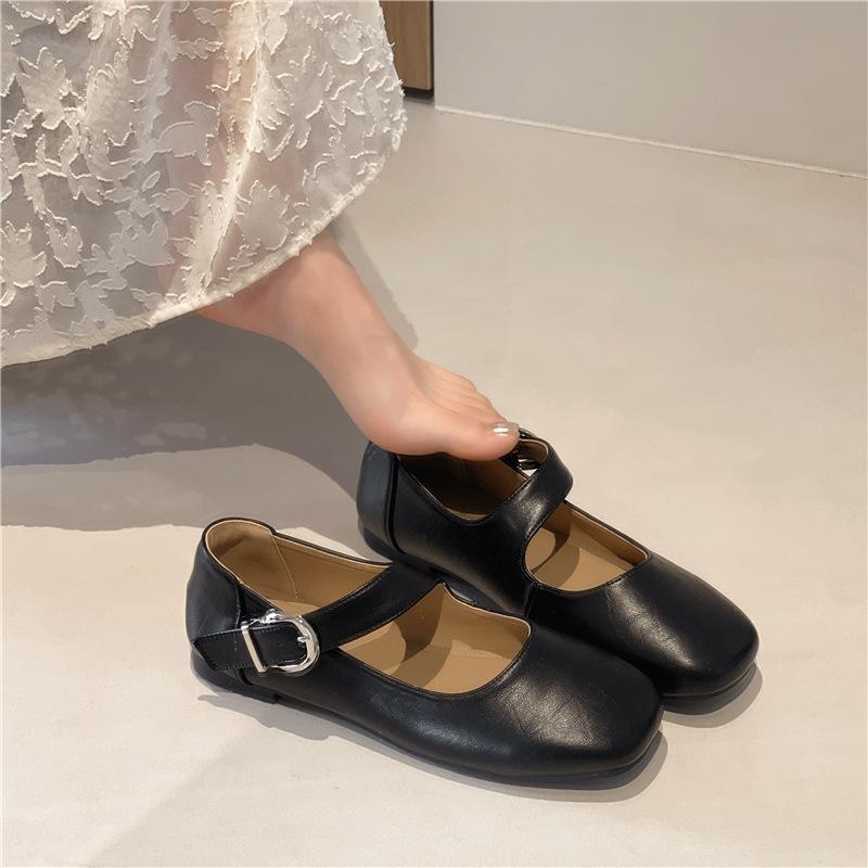 Super fire belt buckle Mary Jane shoes summer new design sense flat buckle single shoes round head ballet single shoes