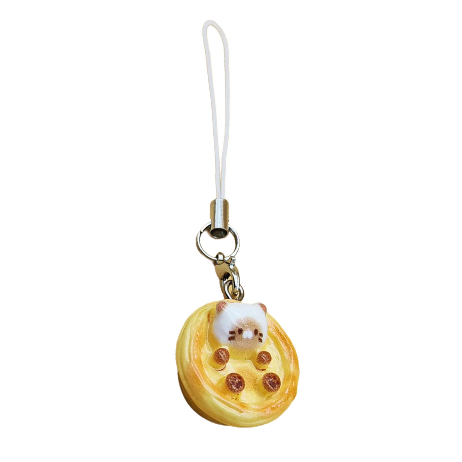 

Очаровательные Милые Кошки Хлеб Подвеска-шарм для телефона и брелки Портативное украшение для женских сумок или подарки для ежедневного использования A