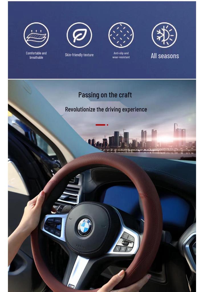 Ideal Steering Wheel Cover: Genuine Leather, Anti-slip, Sweat-absorbent, Ultra-thin Grip for L6 L8 L7 L9 I6 I8 MEGA
