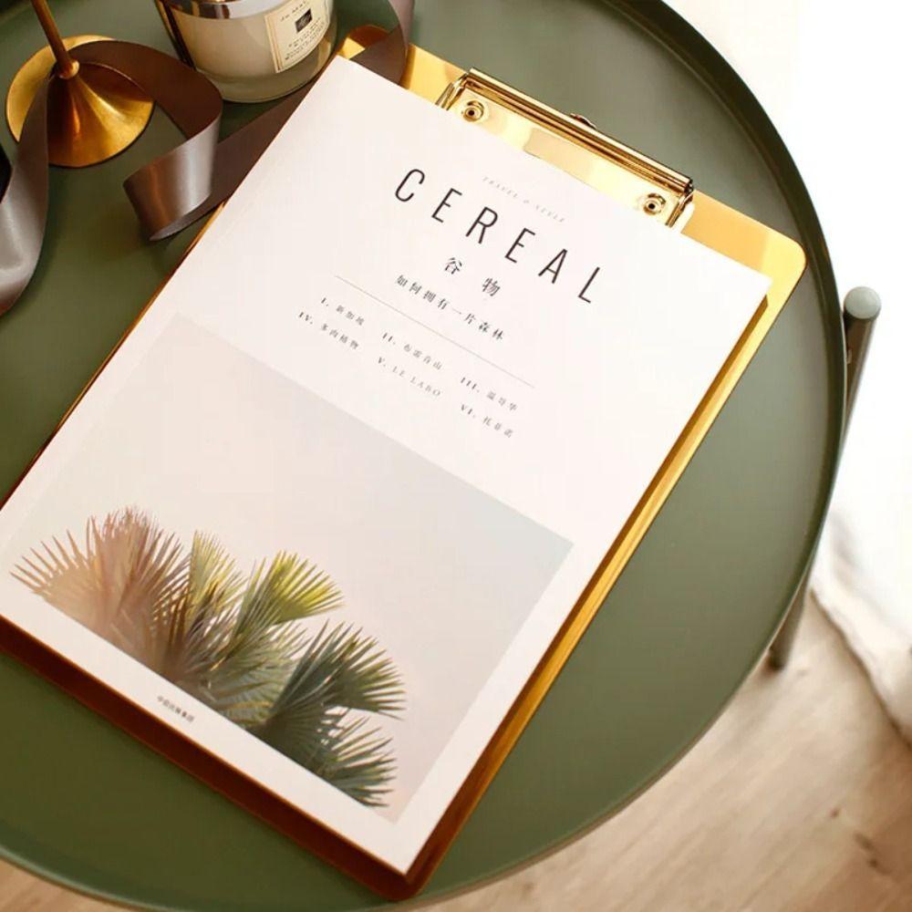 Durable Paper Organizer Stainless Steel File Folder Menu Paper Holder Writing Clipboard Office