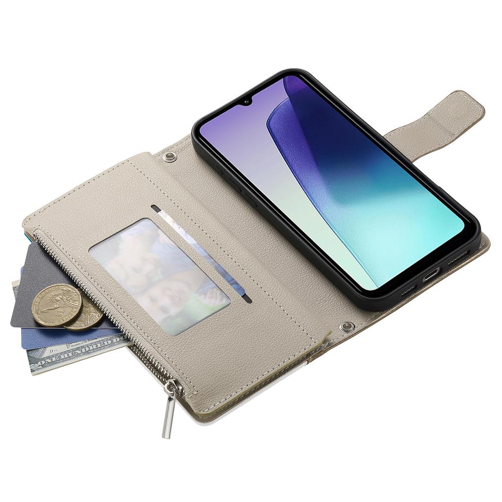 Leather Case For Xiaomi Redmi 14C 4G/14R 5G/A3 Pro 4G/A4 5G/Poco C75 4G Zipper Wallet Color Splicing Flip Phone Cover with Straps