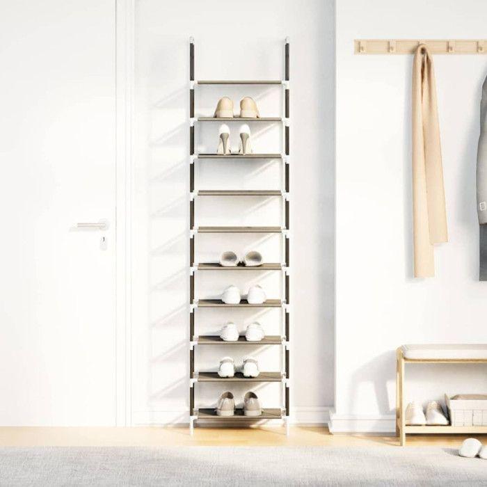 Étagère à chaussures - VIDAXL - 10 niveaux - Noir - Tissu non tissé - 44x28x180 cm