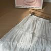 "Little Fresh" Solid Color Lace Hollow Cotton Umbrella Skirt - Women’s White Skirt