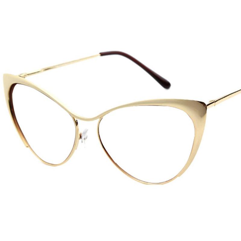Gold Clear Half Frame Cat Eye Reading Glasses Women Fashion Blue Light Blocking Computer Eyeglasses Sexy Cateye Metal Frame +1 75