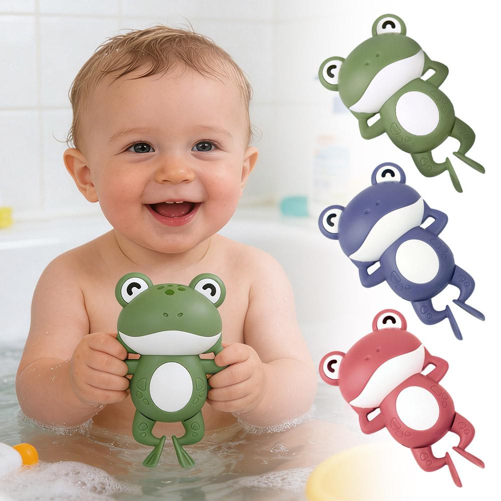 Clockwork Swimming Frog Bath Toy Cute Wind Up Floating Frog Water Toy for Kids Shower Games Bathtub Bathroom Toys Gift