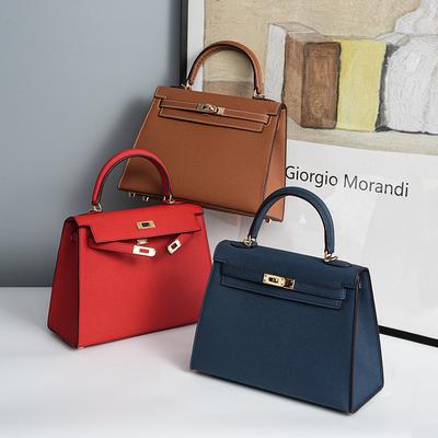Torba skórzana Kelly z wzorem palmy lekki luksus niszowa torba listonoszka Kelly high-end nowa damska torebka