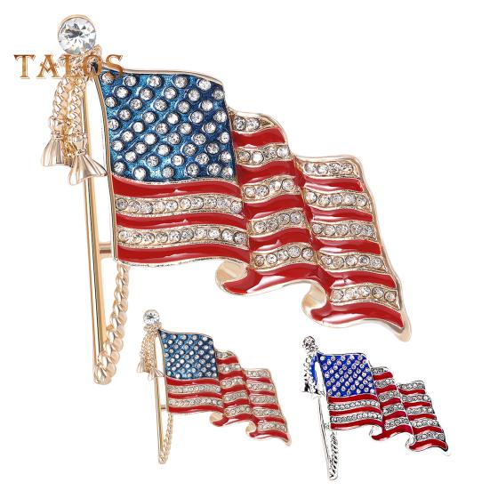 Spilla con bandiera americana patriottica, in lega di zinco, con strass, smalto, con bandiera nazionale degli Stati Uniti, per maglione, zaino, cappello, decorazione, accessori per abbigliamento da uomo e da donna