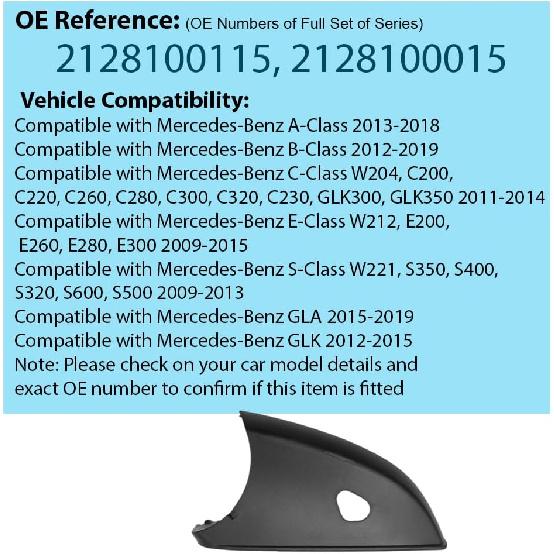 Rearview Wing Mirror Lower Bottom Cover Cap Lower Holder, Side View Mirror Base with Puddle Light Hole, Compatible with Mercedes-Benz C-Class W204,