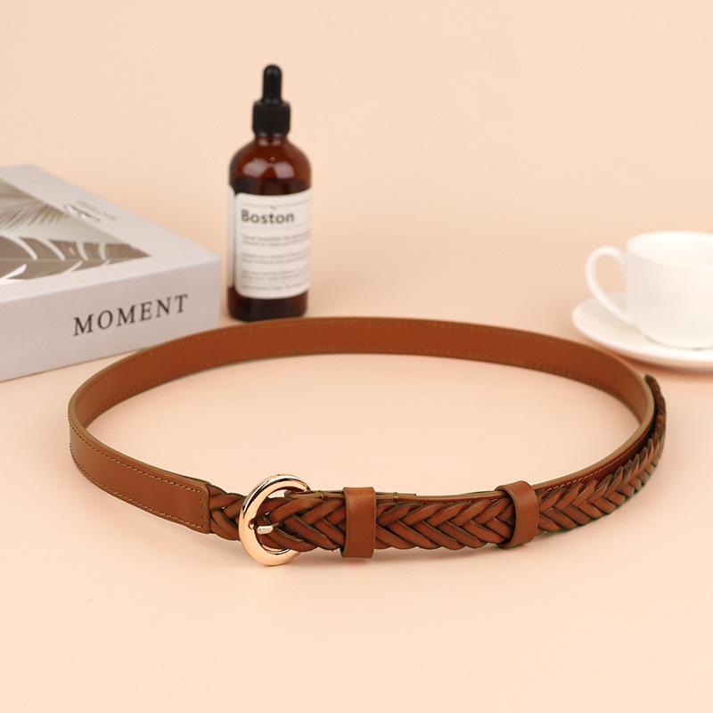 

Italian top grain leather belt, double-sided hand-woven women s pant belt, full grain genuine leather waistband 100