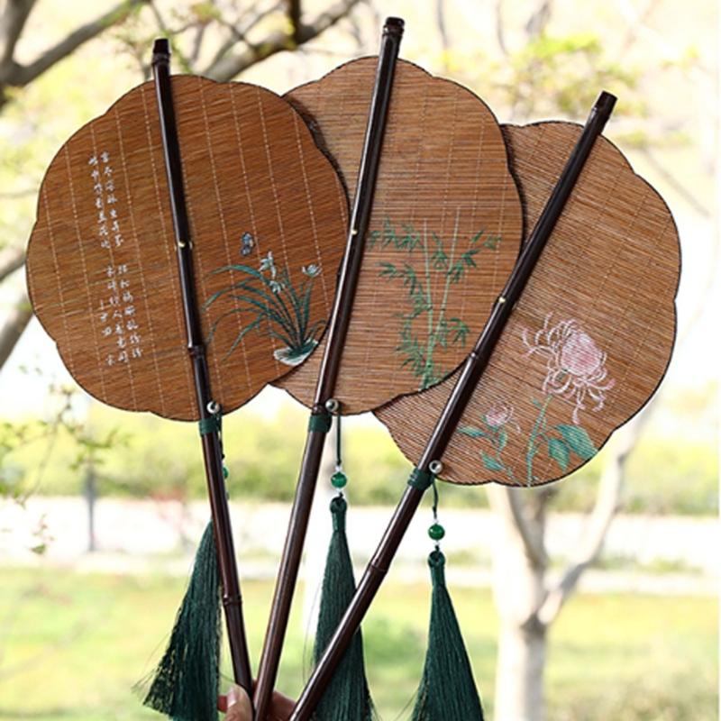 Bamboos Fan,Round Folding Fan,Chinese Foldable Hand Fan Handheld Fan for Birthday Party Wedding Home Decorations