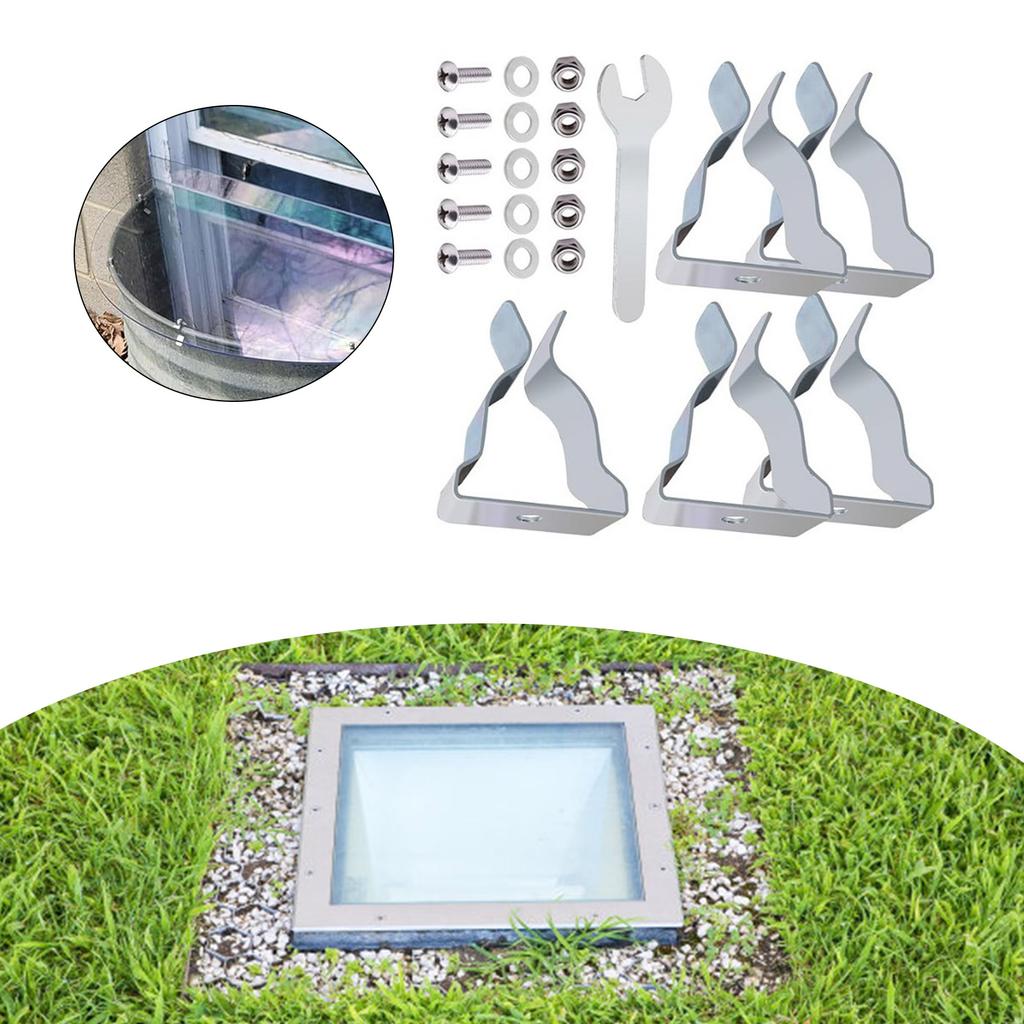 5Pcs Window Well Cover Spring Clips Egress Cover Spring Clips With Screws Window Well Cover Install Retaining Clips