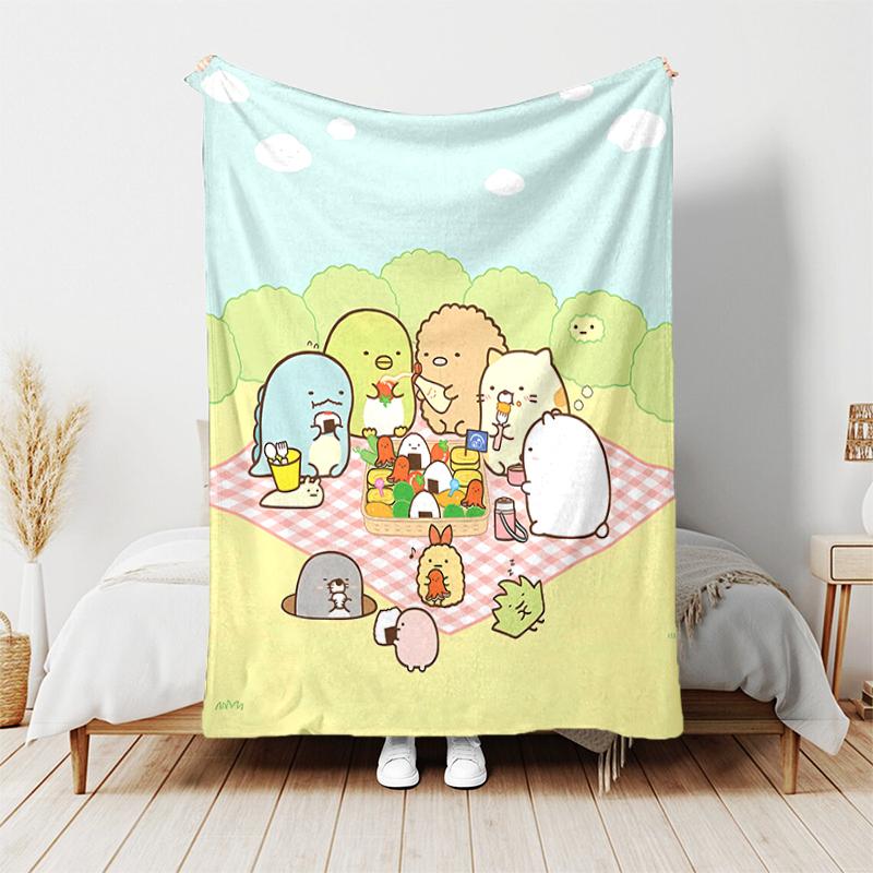 1pc Blanket Sumikko Gurashi2 Print Design, Lightweight Blanket for Sofa, Bed- Soft &Warm, Gift for All Seasons like Christmas, Halloween