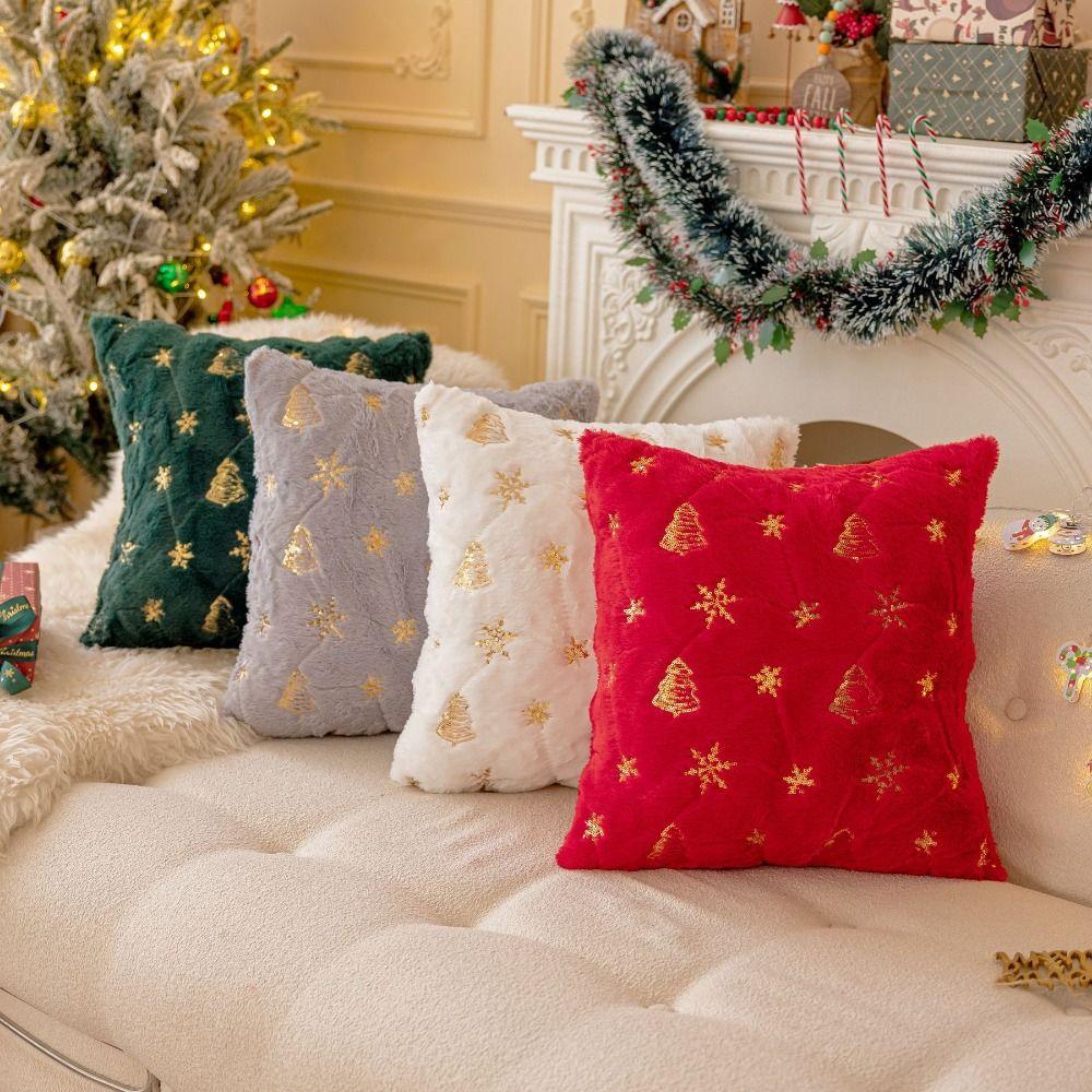 Christmas Tree Christmas Plush Pillowcase Snowflake Cushion Cover Living Room/Office