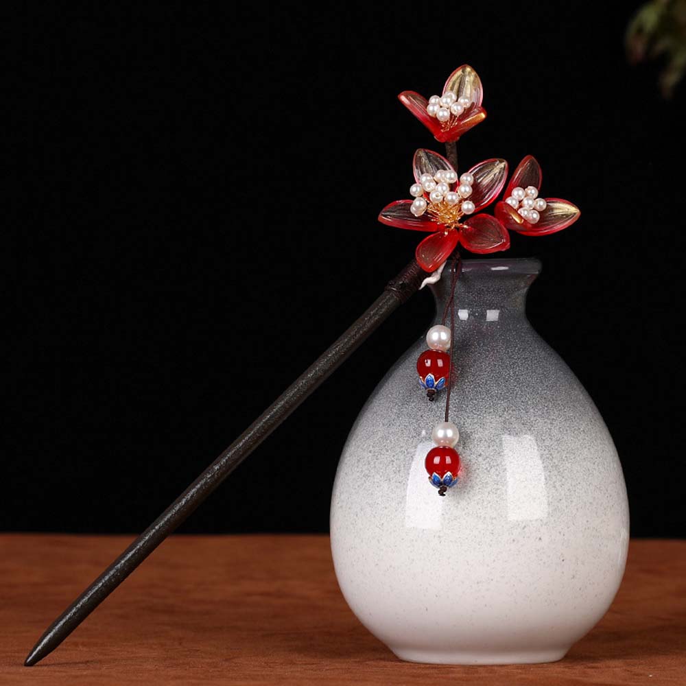 

Making Wooden Traditional Flowers Tassel Chinese Hair fork Hanfu Hairpin Hair Stick Hair Chopsticks 3