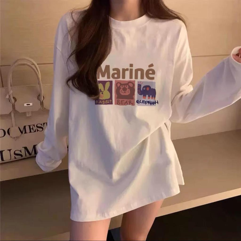 Women's White Long-Sleeve Pullover: Casual, Versatile, Slim-Fit Base Top for Autumn