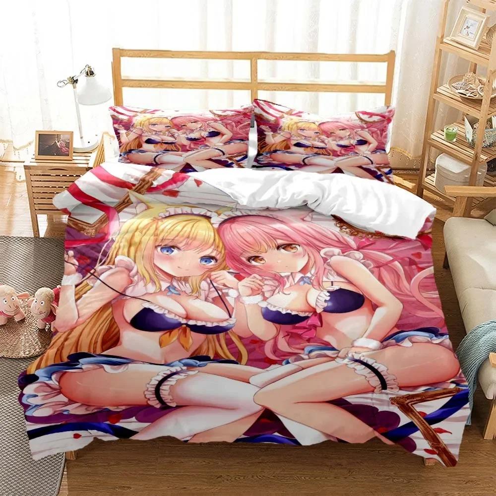 Sexy Anime Beauty Digital Print Polyester Bedding Sets Child Kids Covers Boys Bed Linen Set for Teens Bedding Set