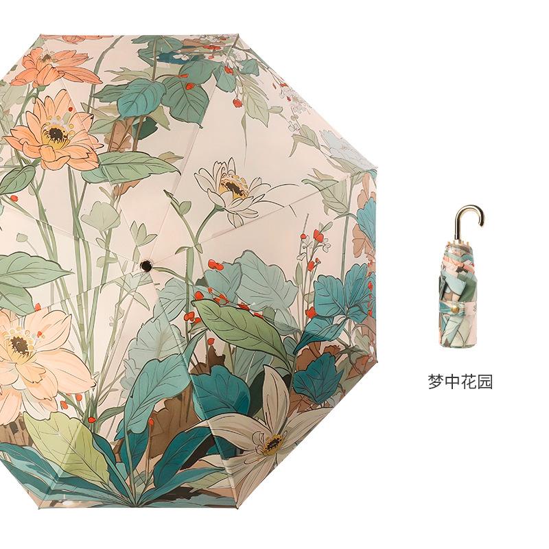 

2025 small fresh 50% off 8 bone color glue small gold hook sunscreen umbrella sun umbrella folding parasol 21 inch