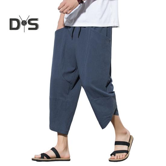 Pantaloni de vară respirabili pentru bărbați, de culoare uni, șic, ocazionali, pantaloni de vară pentru bărbați