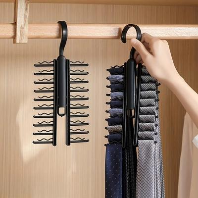 1PC Tie Rack Holder,Rotate To Open/Close Tie and Belt Hanger with Non-Slip Clips,360 Degree Swivel Space Saving Organizer