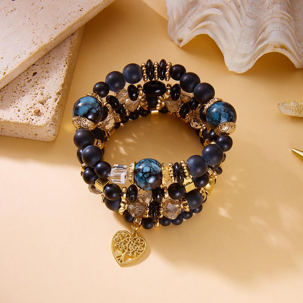 

Fashionable Womens Heart Crystal Beaded Jewelry With Alloy And Electroplating Finish Black