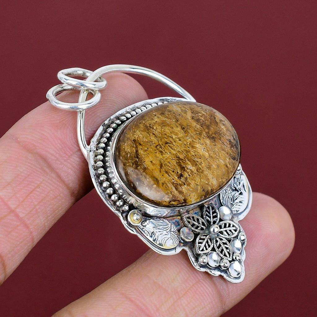 Bronzite Pendant Genuine Gemstone Pendant Decent Flower Jewelry 925 Sterling Silver Pendant Handmade Pendant Brand New Jewelry Gifts for Her