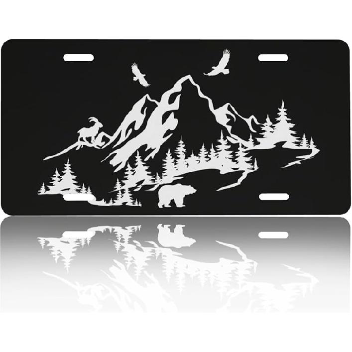 Front License Plate Cover – Aluminum Metal Car Accessory, Rust-Proof Novelty Vanity Tag Decor For Men & Women, 6X12 With 4 Holes - The World Map