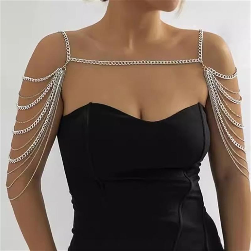 Einzigartige Kreuzkragen-Halskette Luxuriöse Körperkette mit Quasten Schmuck Idol Kostüm Modern Schichtweise für Idol Tänzer