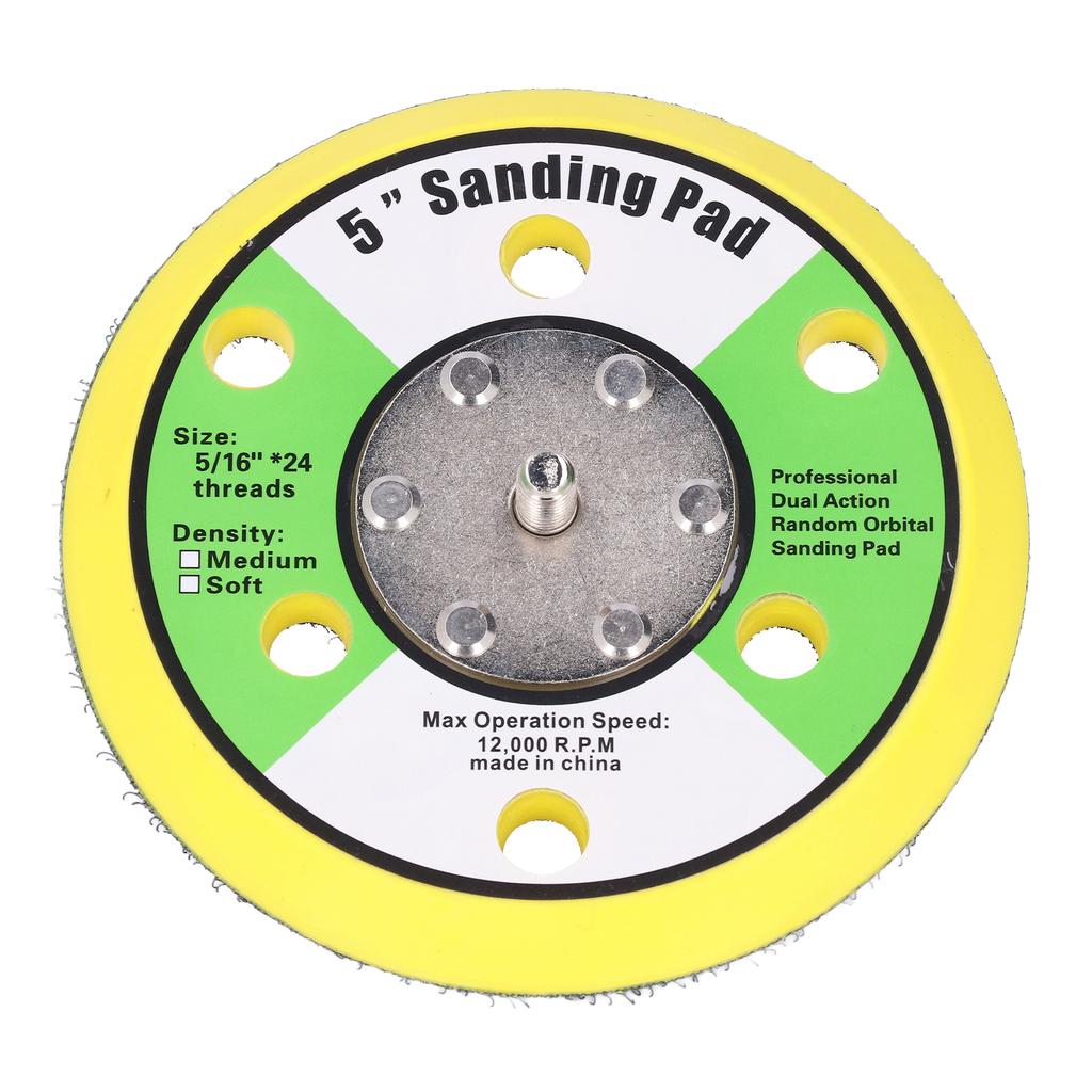 5in Sanding Pad 516?24 Hook and Loop PU Backing Plate Pneumatic Sander Buffer 12000RPM