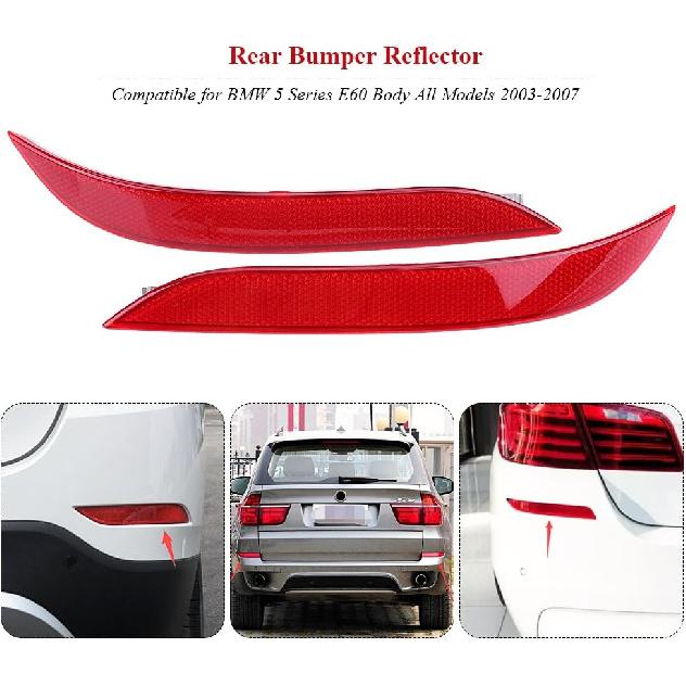 Keenso Rear Bumper Reflector, 1 Pair Left & Right Rear Bumper Reflector for 5 Series E60 2003-2007 63146915039 63146915040