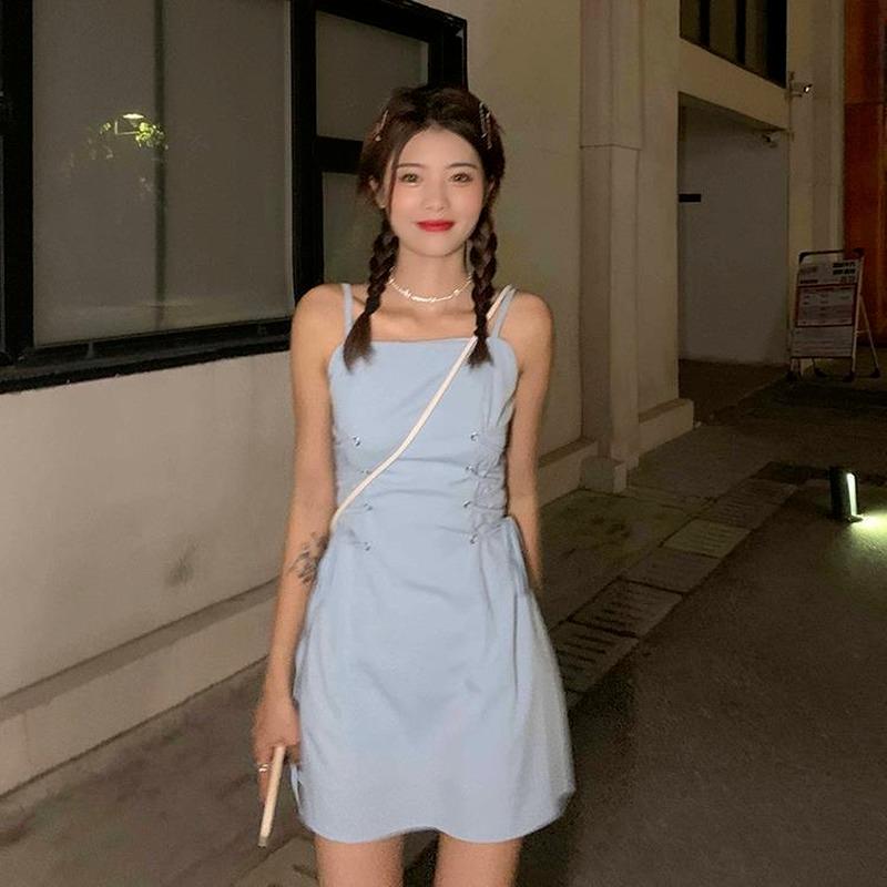 Klänningsset Kvinnor Solid Mode Bandage Fritid Streetwear All-match Summer Crop Blazer Korean Style Sweet 2-delad Outfits Kvinna