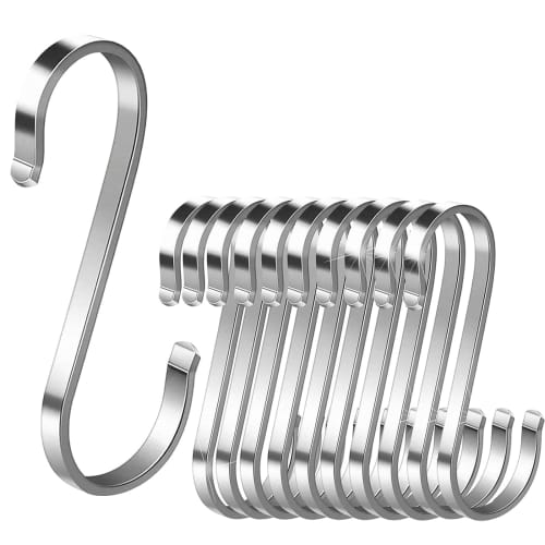 TOUFEIYUAN S-Shaped Hooks, 304 Stainless Steel, Anti-Rust, Non-Slip, for Wall, Bathroom, Storage, Closet, Kitchen, and More, Rust-Resistant, Set of 10