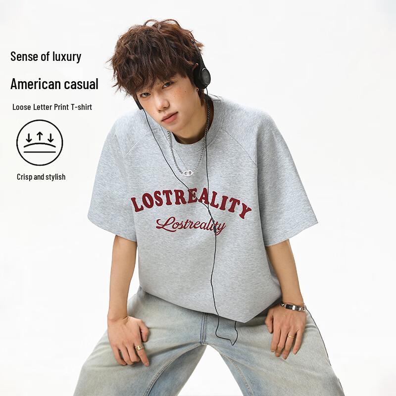 VUUG Men s American Letter Print Short Sleeve T-Shirt XL