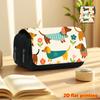 Cartoon Dachshund 2D Printed Double-Layer Flip-Top Black Pencil Case - Back-to-School Essential Pencil Box, Daily Multi-Functional Makeup Bag, Large-C