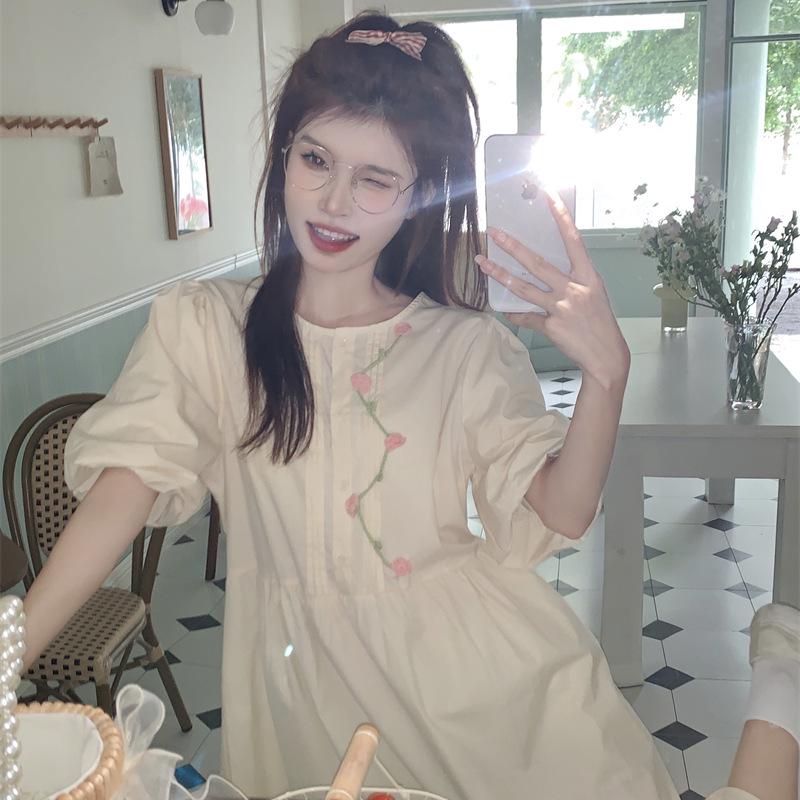 Robe d'été à manches bouffantes douces style académie japonaise pour femmes - Jupe style poupée fraîche niche étudiante d'été