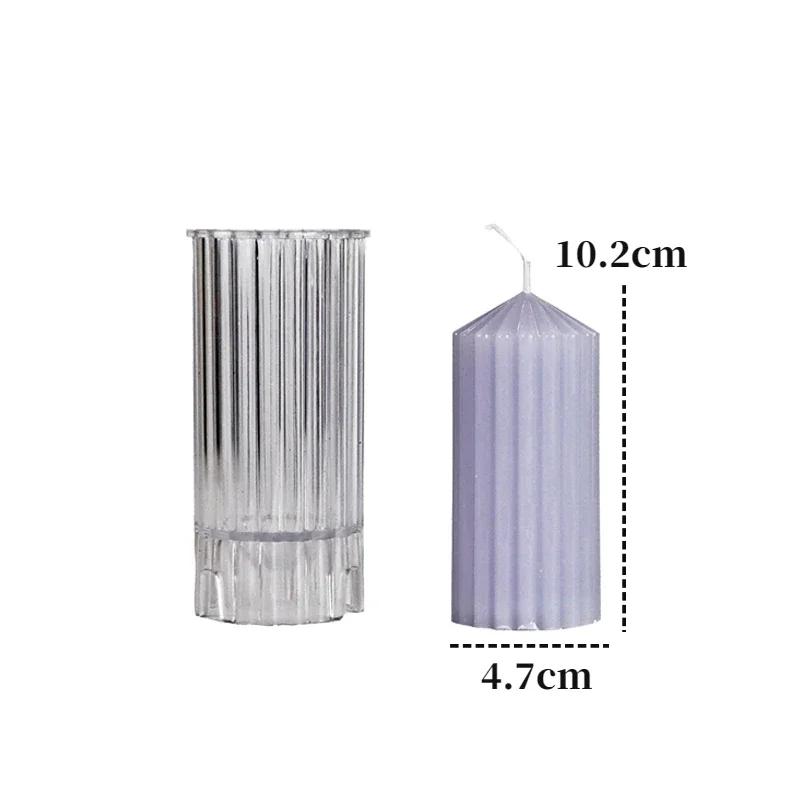 Striped Peaked Cylindrical Plastic Candle Molds DIY Coarse Gear Column Aromatherapy Candles Making Supplies Acrylic Mold Kit