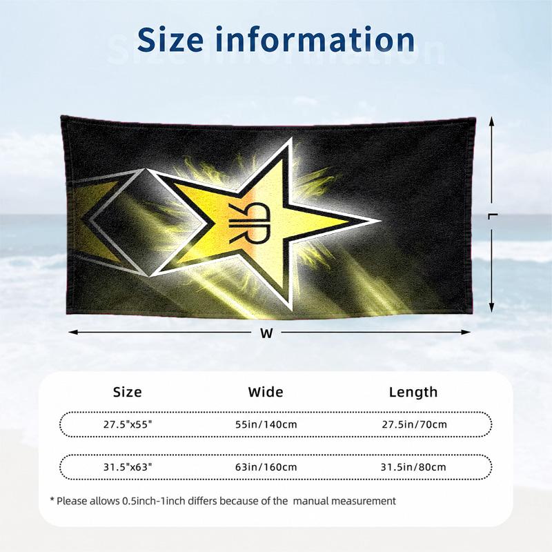 Rockstar Energy Beach Towel Quick Dry Sand Free Lightweight Beach Towels for Travel Swimming Camping
