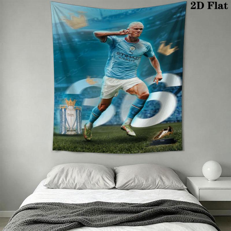 Erling Haaland Re Appeso a Parete Coperta in Tessuto Stampato Arazzi Decorativi per Camera da Letto Soggiorno Arredamento per la Casa