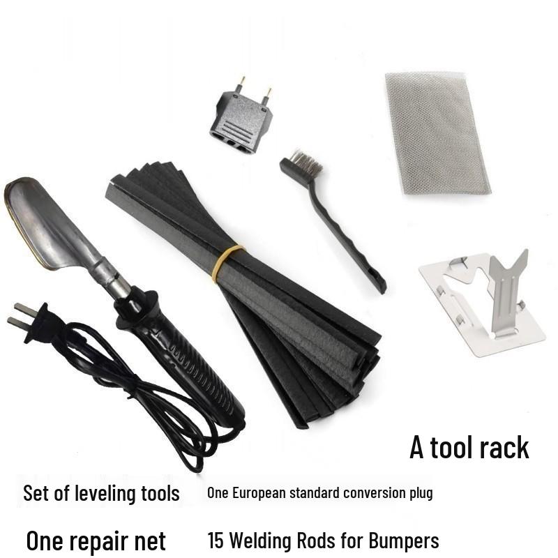 Plastic Welder & Smoothing Tool Kit for Car Bumper Repair with Welding Nails and Crack Repair Spatula.