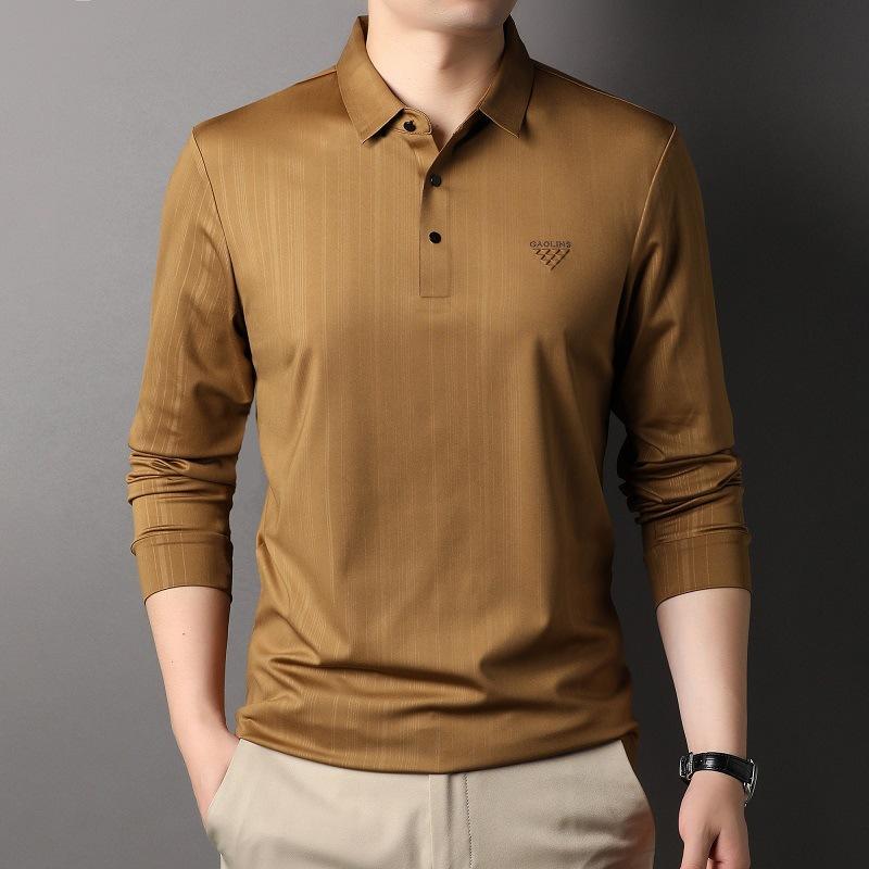 Мужская футболка с длинным рукавом и лацканами на весну и осень — фото 5